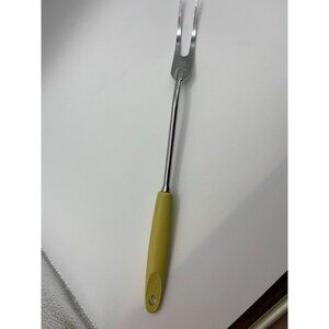 Vintage Ekco USA Chromium Plated Carving Fork With Yellow Handle